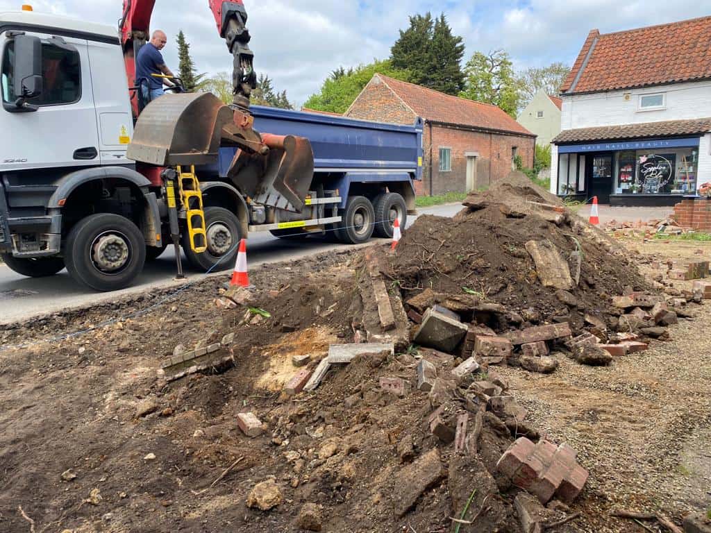 This is a photo of a dig out being carried out for the installation of a new tarmac driveway. Works being carried out by Felixstowe Driveway Services